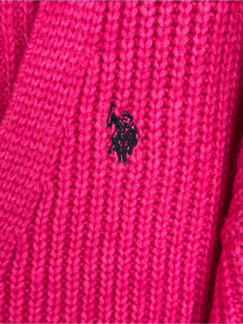 U.S. Polo Assn. Hot Pink Chunky V-Neck Cardigan, size XL, NWT - Picture 3 of 5